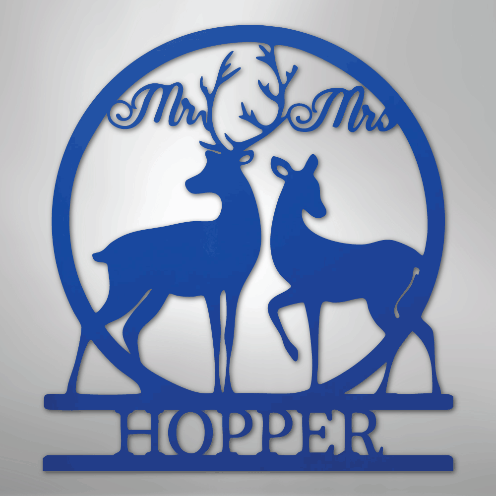 Custom Mr and Mrs Deer Metal Art Sign