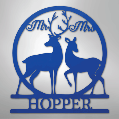 Custom Mr and Mrs Deer Metal Art Sign