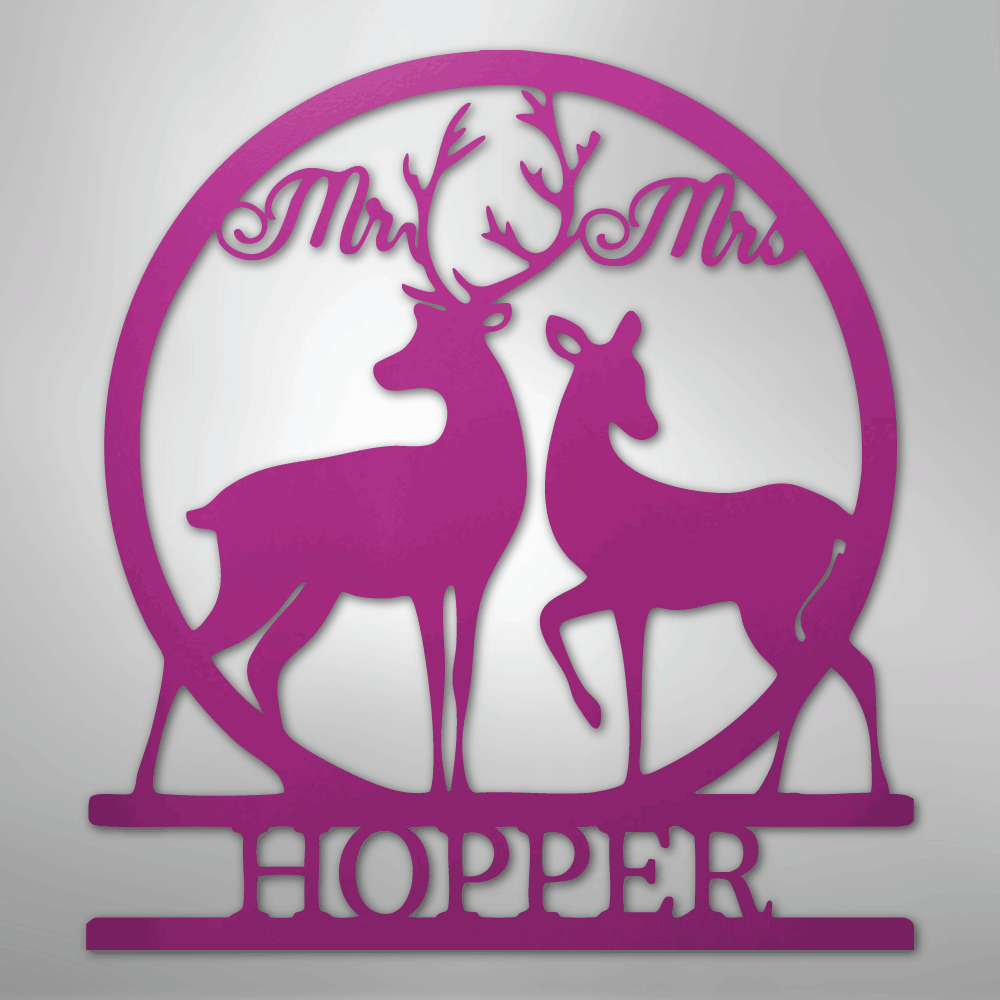 Custom Mr and Mrs Deer Metal Art Sign