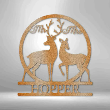 Custom Mr and Mrs Deer Metal Art Sign