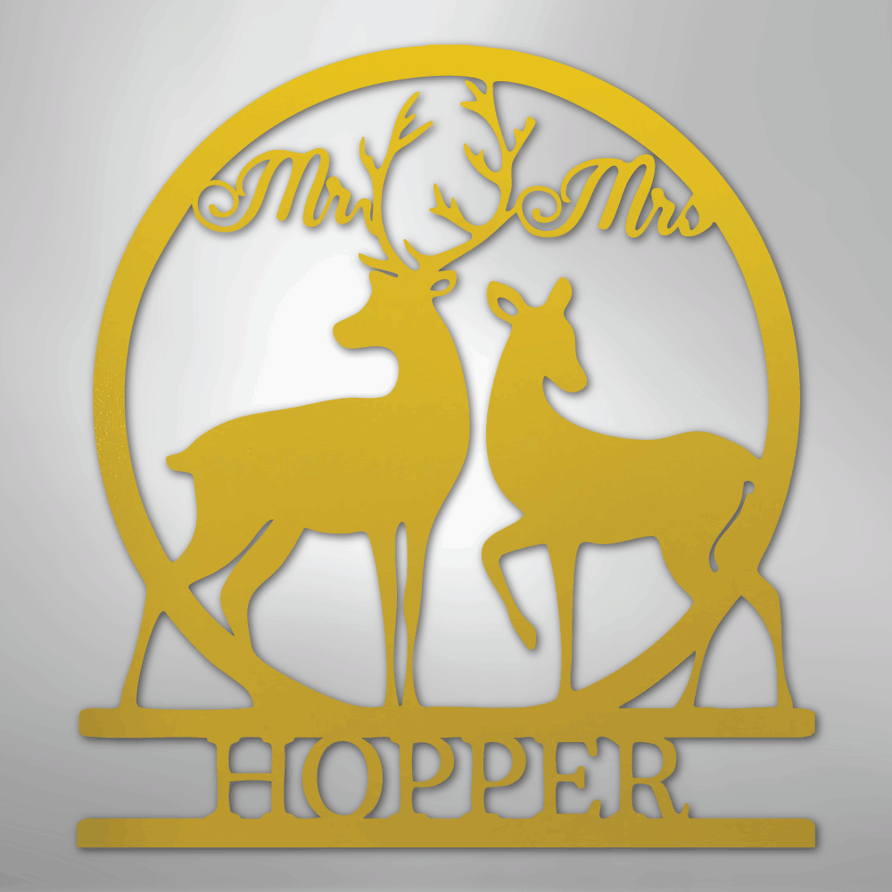 Custom Mr and Mrs Deer Metal Art Sign