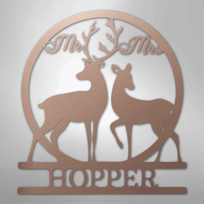 Custom Mr and Mrs Deer Metal Art Sign