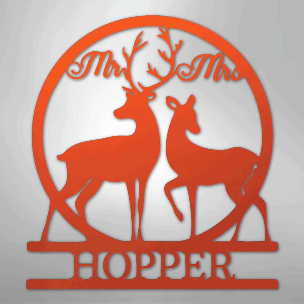Custom Mr and Mrs Deer Metal Art Sign