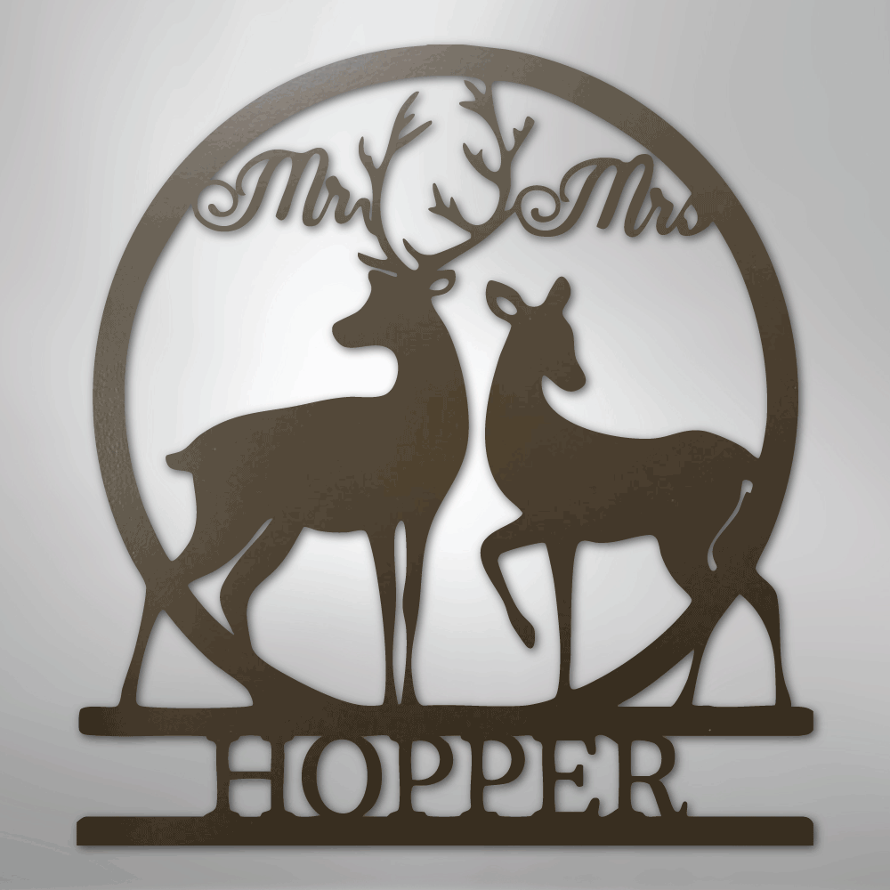 Custom Mr and Mrs Deer Metal Art Sign