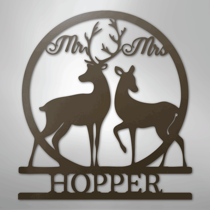 Custom Mr and Mrs Deer Metal Art Sign