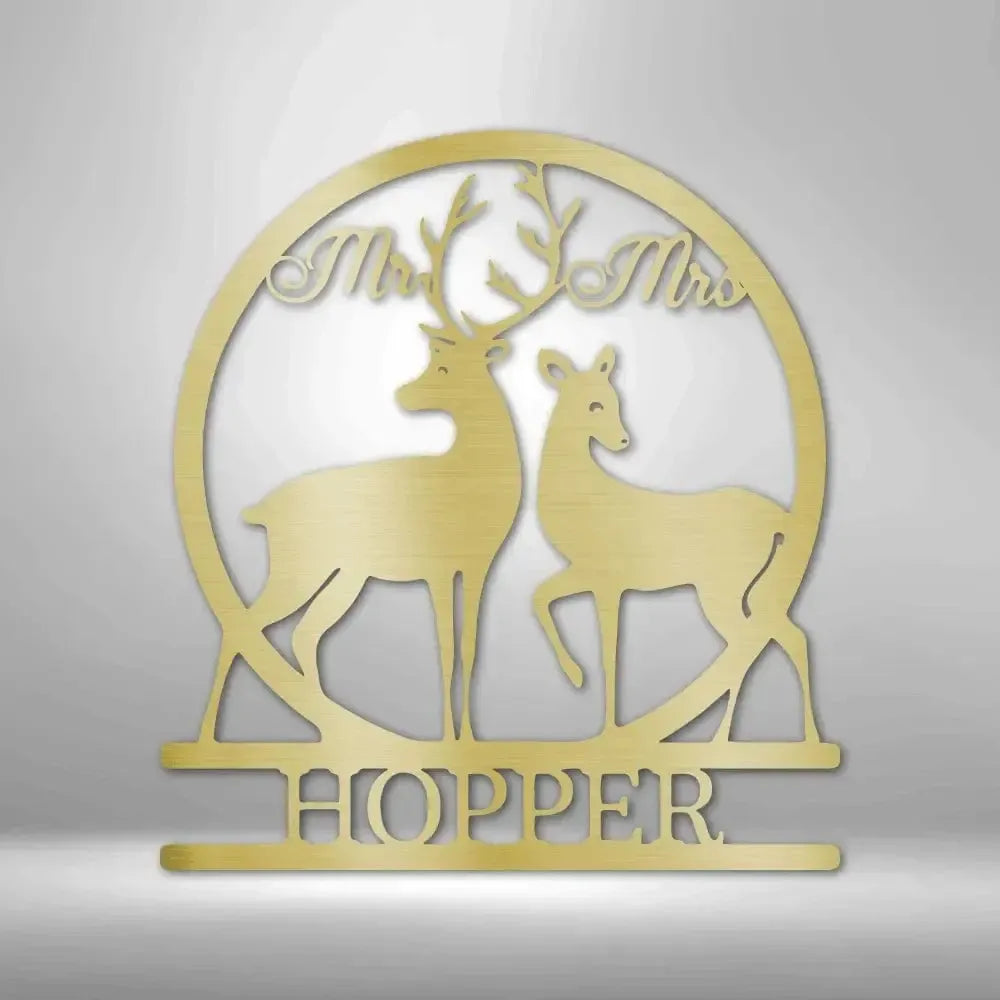 Custom Mr and Mrs Deer Metal Art Sign