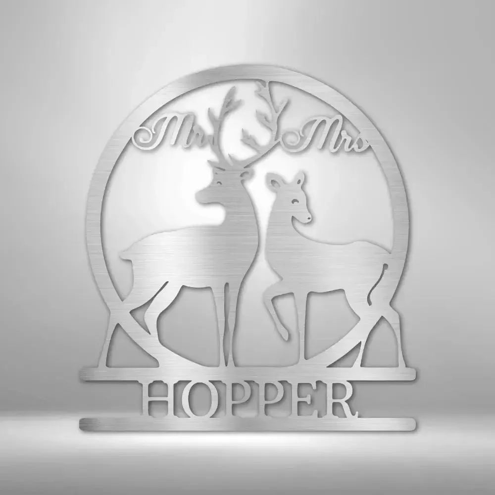 Custom Mr and Mrs Deer Metal Art Sign