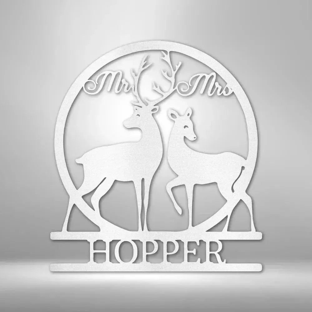 Custom Mr and Mrs Deer Metal Art Sign