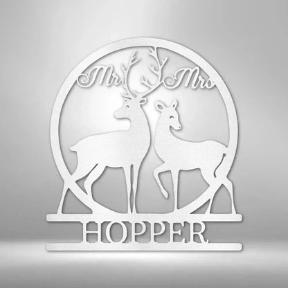 Custom Mr and Mrs Deer Metal Art Sign