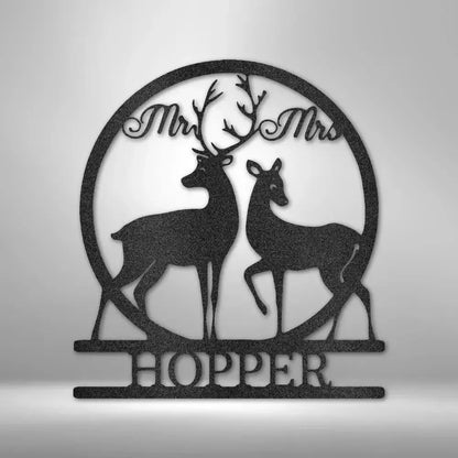 Custom Mr and Mrs Deer Metal Art Sign