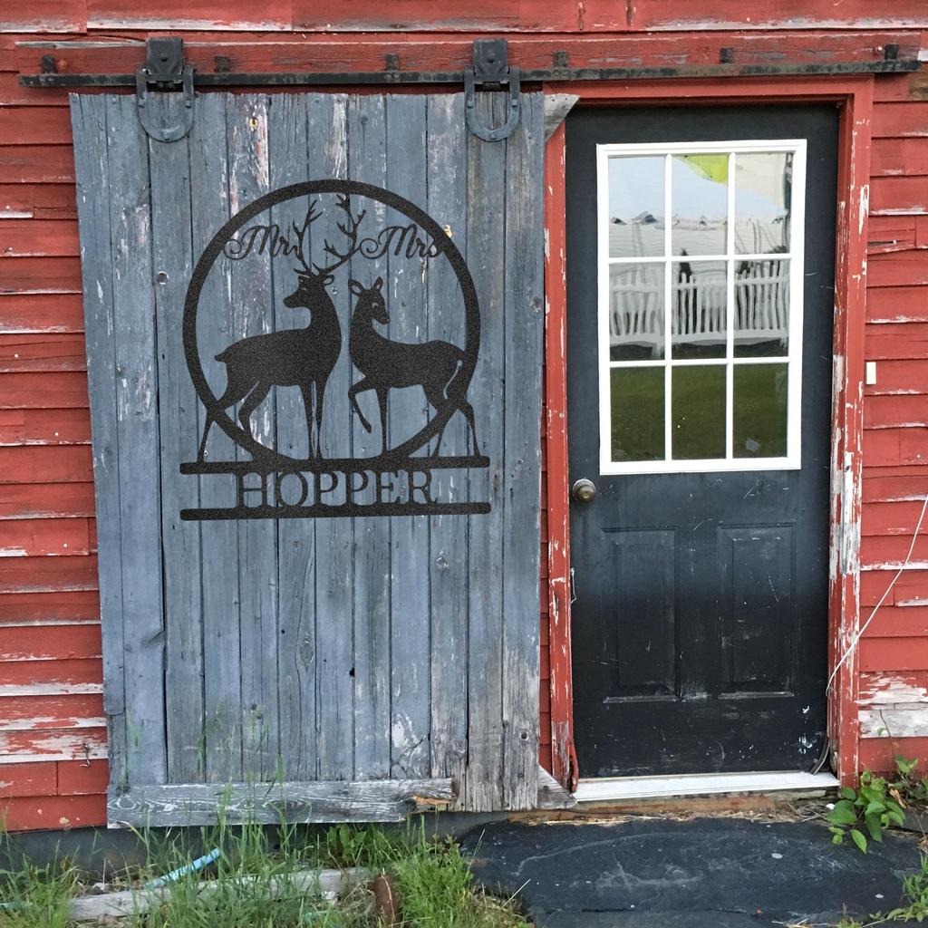 Custom Mr and Mrs Deer Metal Art Sign