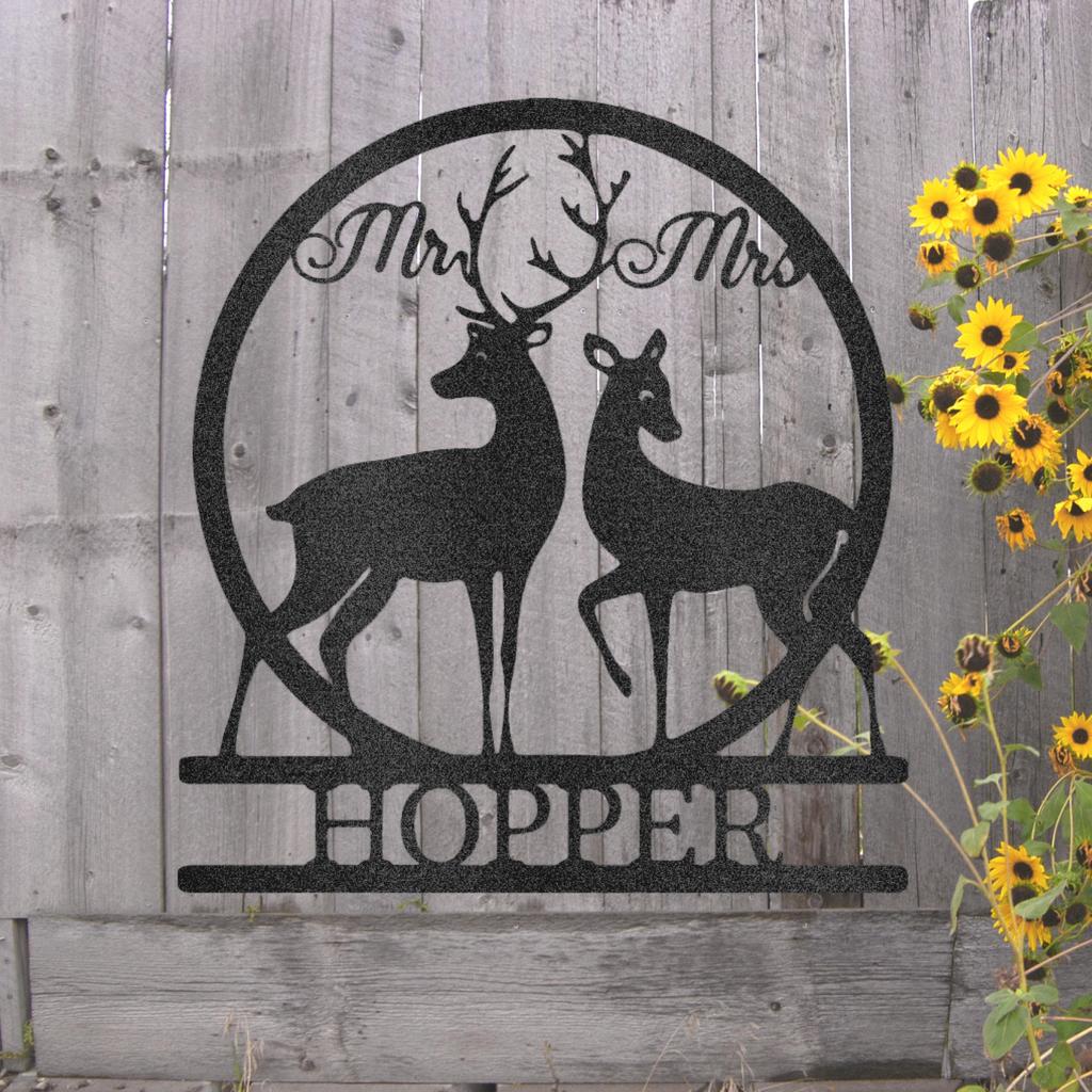 Custom Mr and Mrs Deer Metal Art Sign