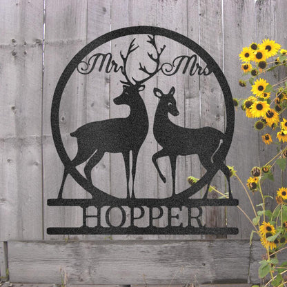 Custom Mr and Mrs Deer Metal Art Sign