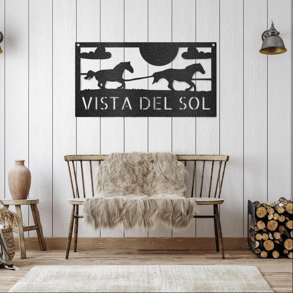 Custom Racing Horses Metal Art Sign