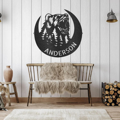 Custom Roaring Bear Metal Art Sign