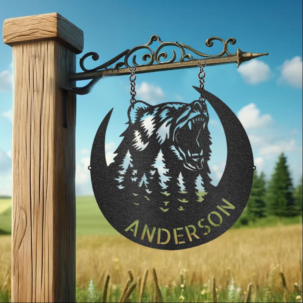 Custom Roaring Bear Metal Art Sign
