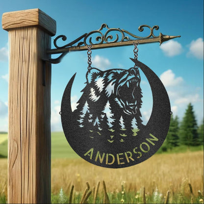 Custom Roaring Bear Metal Art Sign