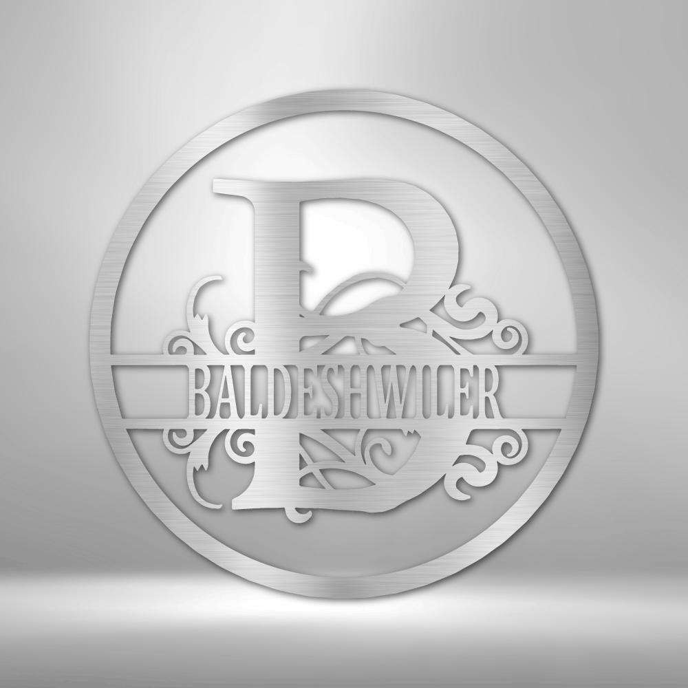 Custom Split Initial Circle Metal Art Sign