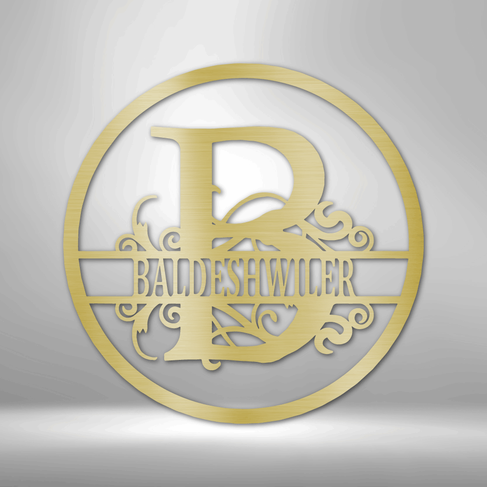 Custom Split Initial Circle Metal Art Sign