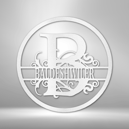 Custom Split Initial Circle Metal Art Sign