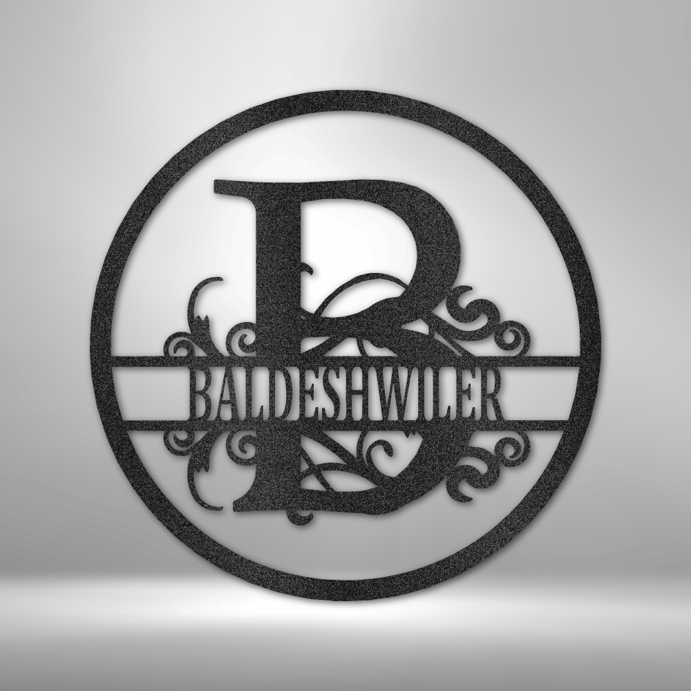 Custom Split Initial Circle Metal Art Sign
