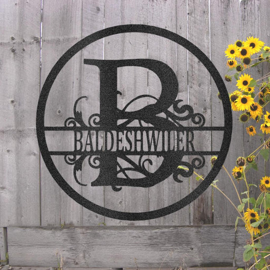 Custom Split Initial Circle Metal Art Sign