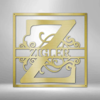 Custom Split Initial Square Metal Art Sign