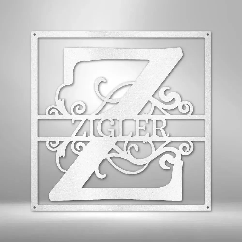 Custom Split Initial Square Metal Art Sign