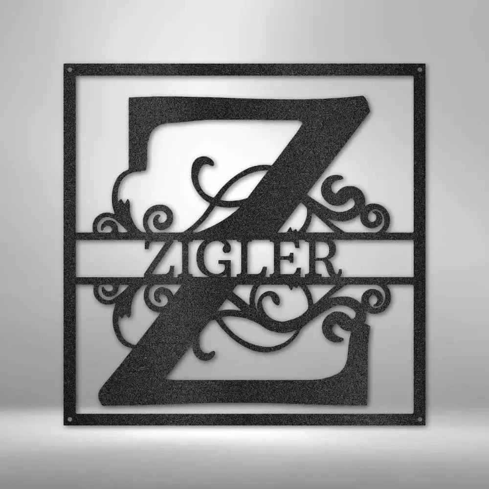 Custom Split Initial Square Metal Art Sign