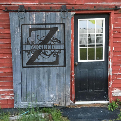 Custom Split Initial Square Metal Art Sign