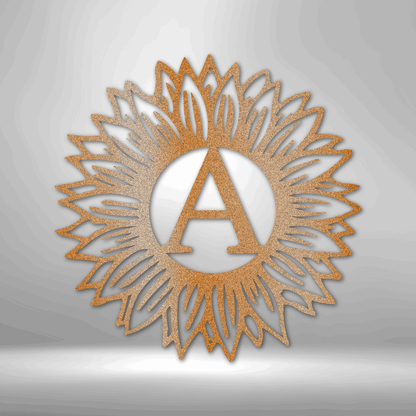 Custom Sunflower Initial Metal Art Sign