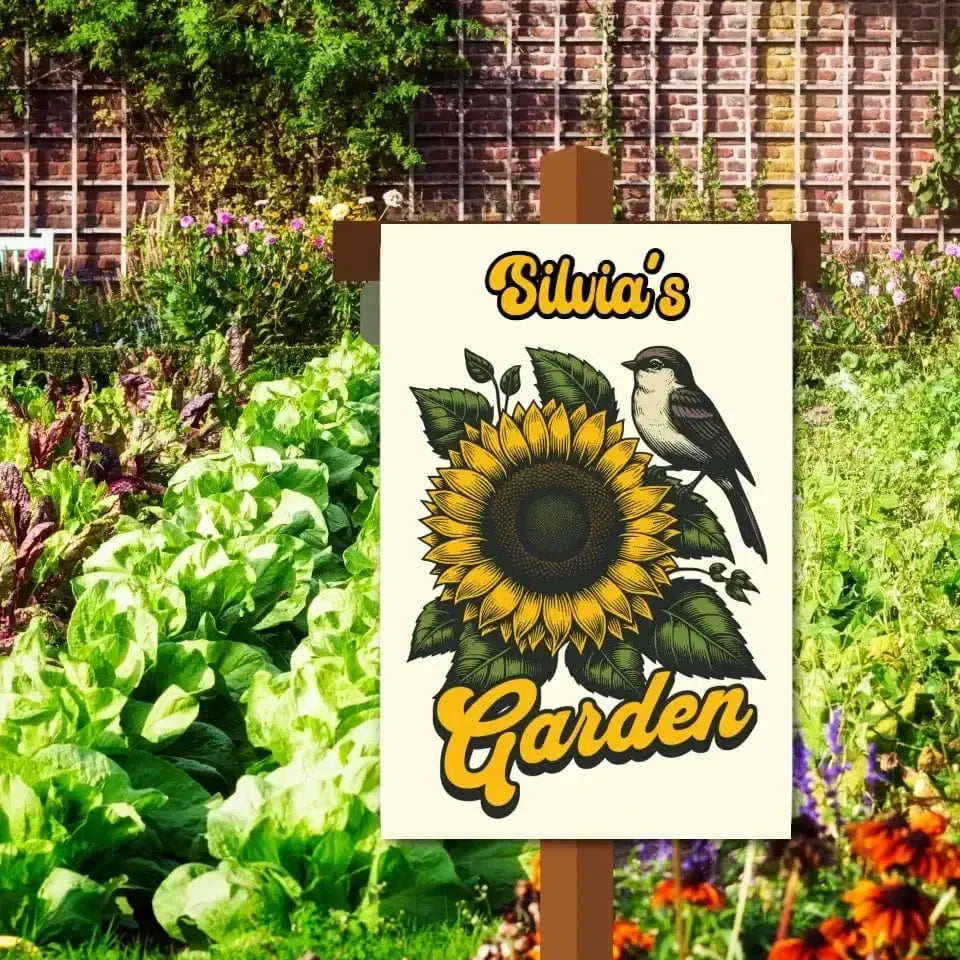 Custom Sunflower with Bird Garden Sign