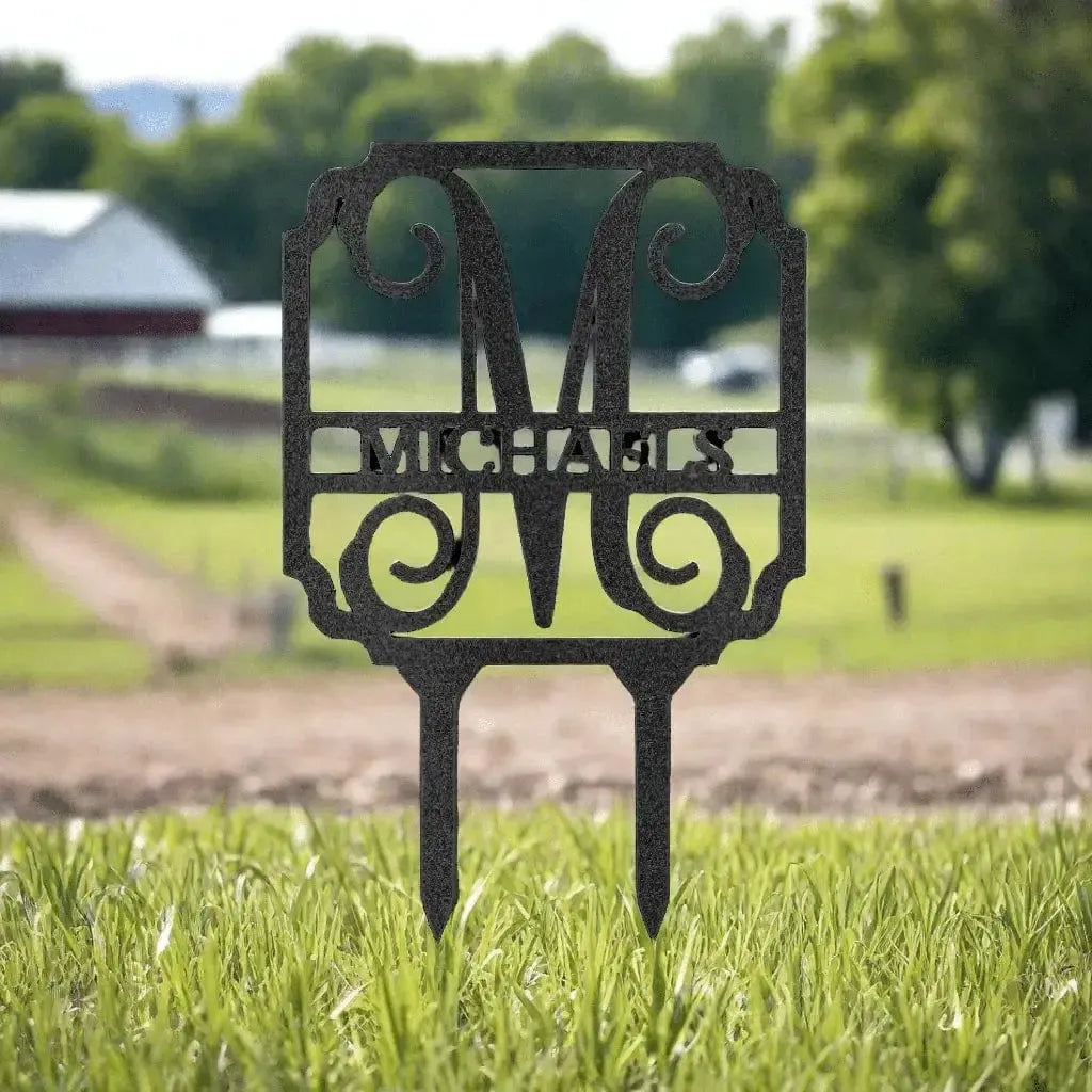 Custom Vine Stake Metal Art Sign