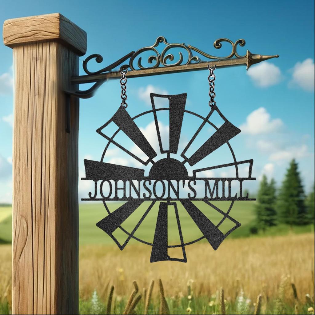 Custom Windmill Metal Art Sign