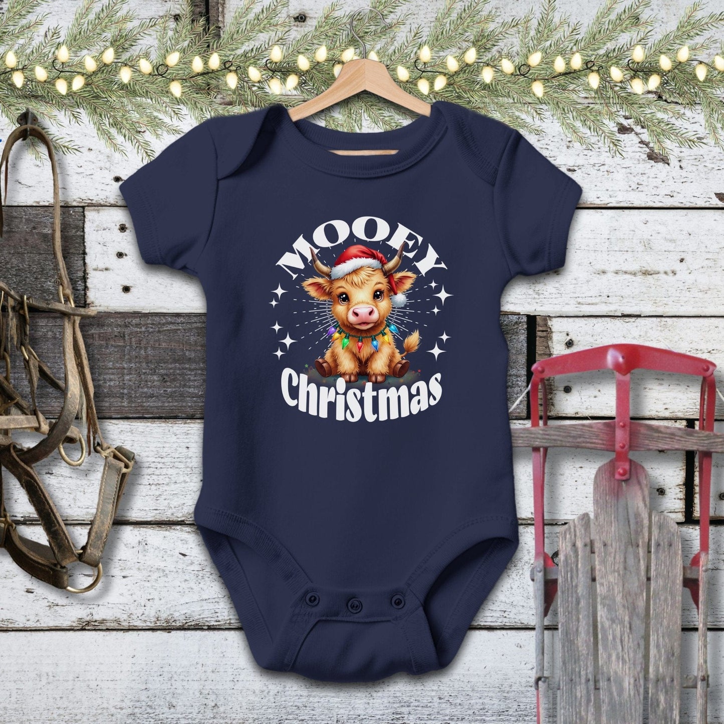 Cute Baby Cow Christmas Baby Shirt
