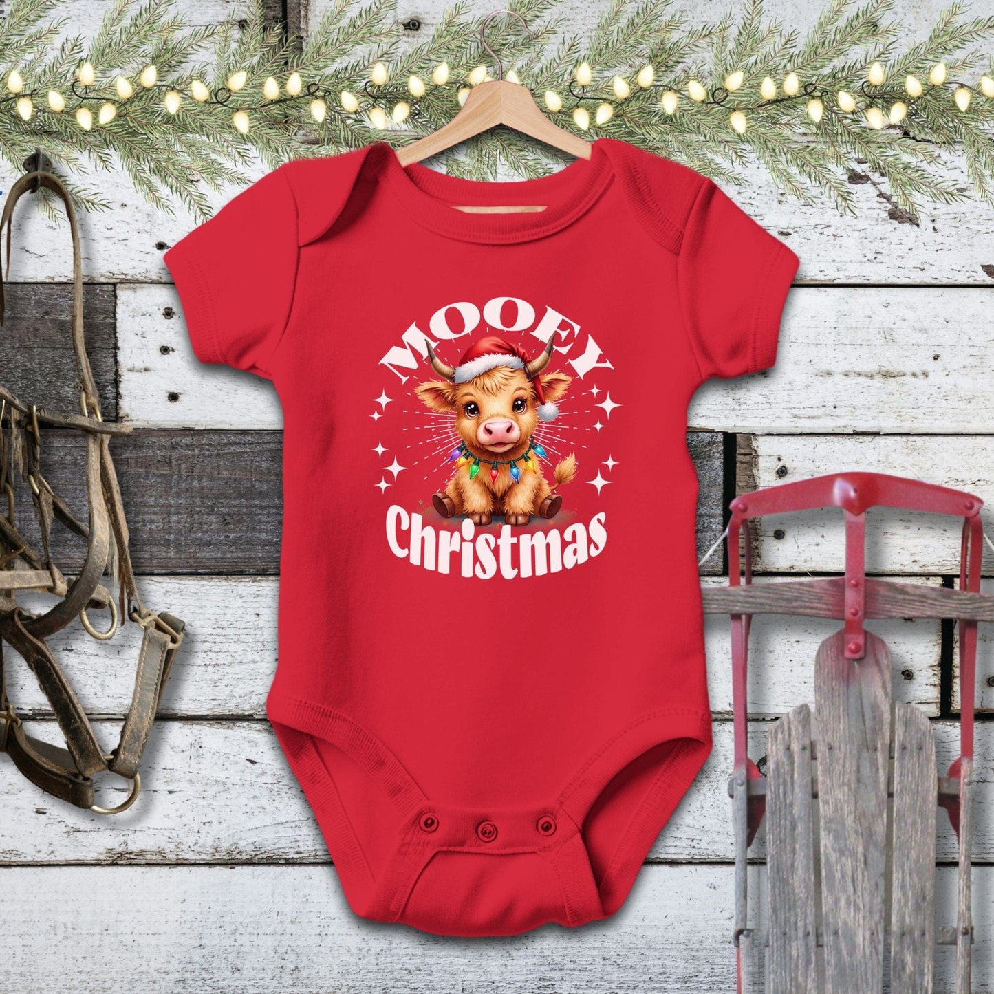 Cute Baby Cow Christmas Baby Shirt