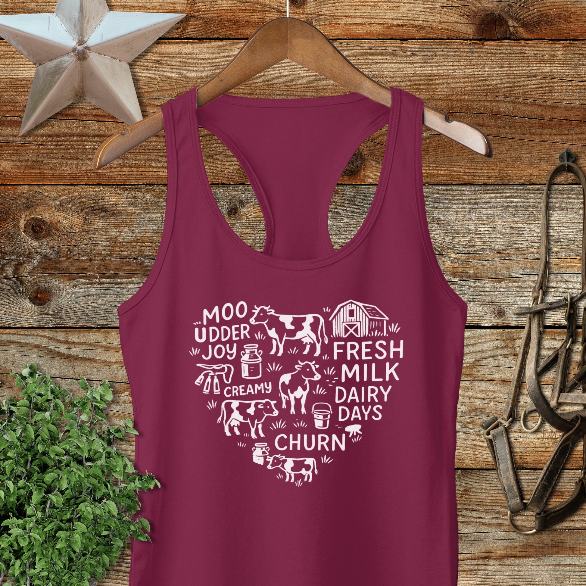 Dairy Farm Heart Racerback Tank