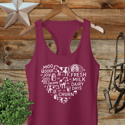 Dairy Farm Heart Racerback Tank
