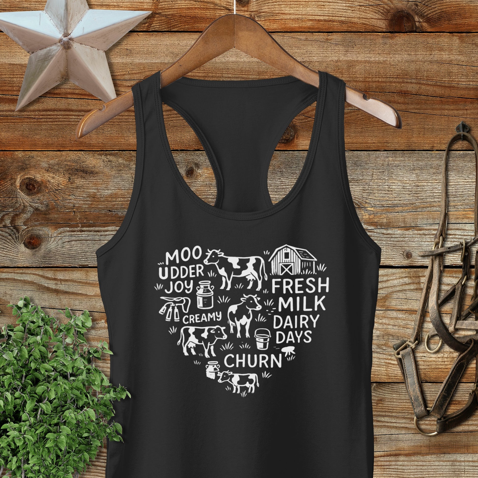Dairy Farm Heart Racerback Tank