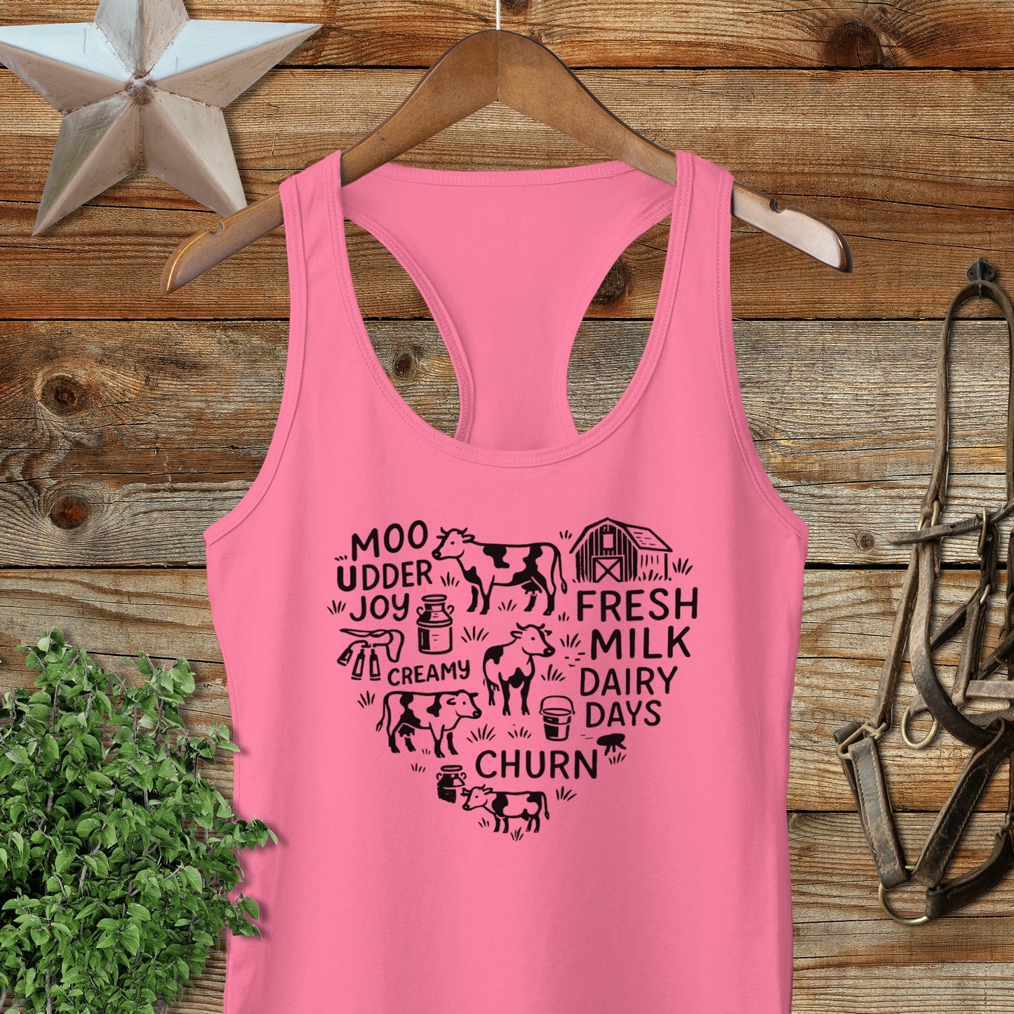 Dairy Farm Heart Racerback Tank