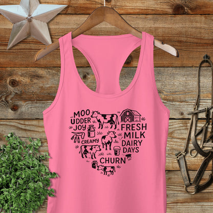 Dairy Farm Heart Racerback Tank