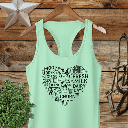 Dairy Farm Heart Racerback Tank