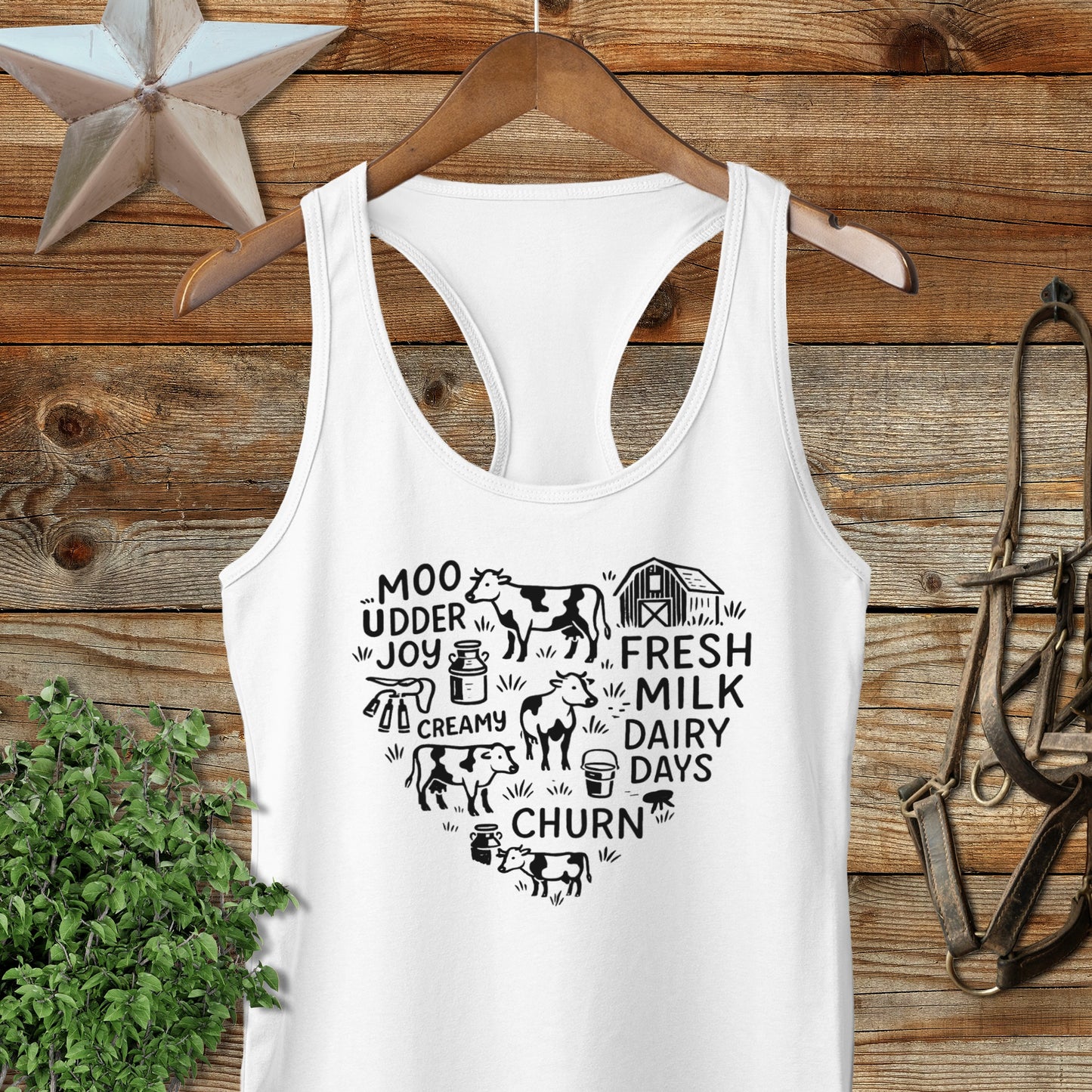 Dairy Farm Heart Racerback Tank