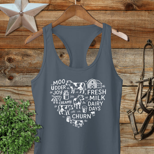 Dairy Farm Heart Racerback Tank