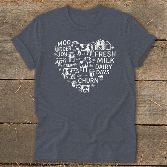 Dairy Farm Heart Softstyle Tee - Heather Navy