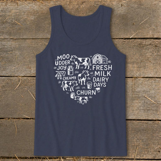 Dairy Farm Heart Tank Top - Navy