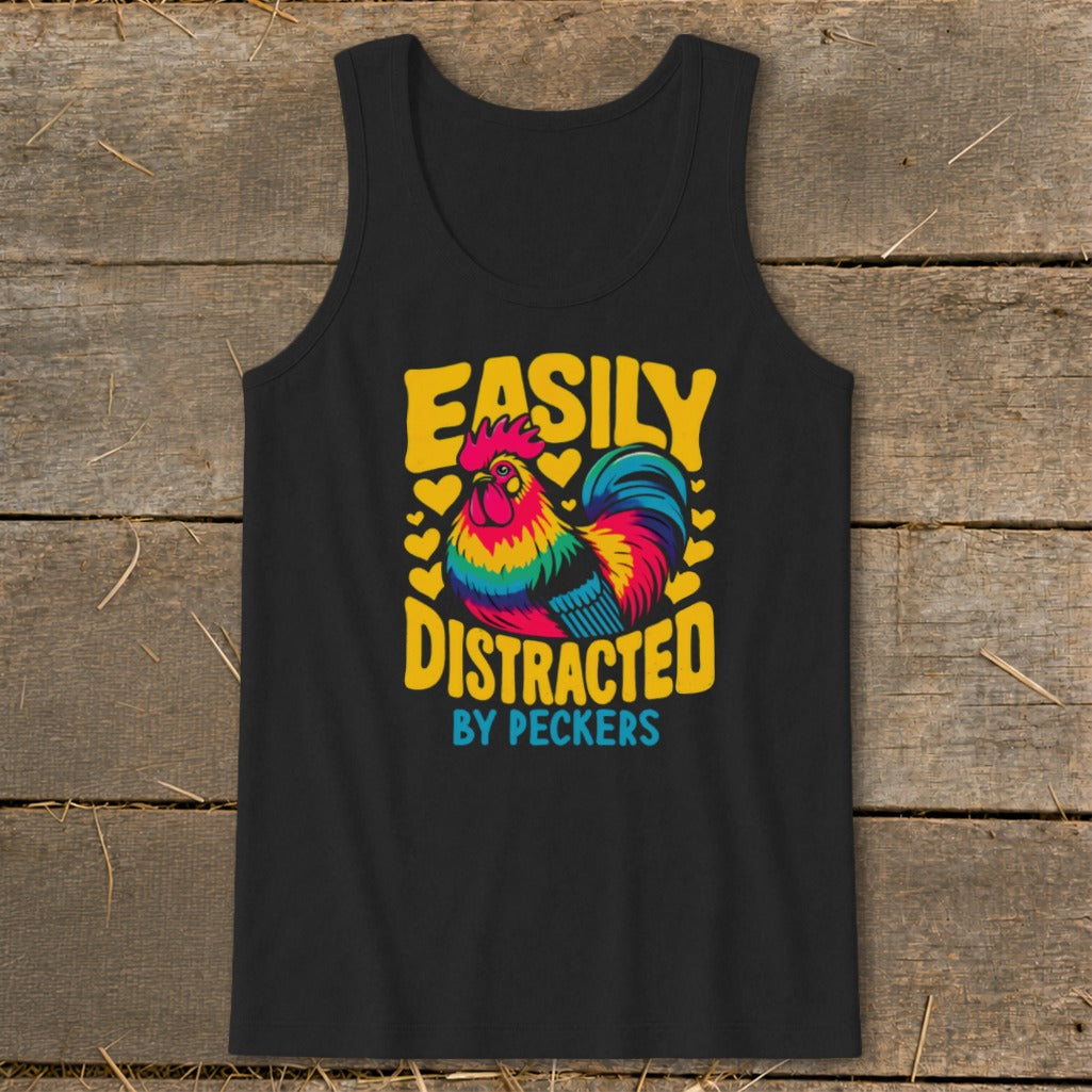 Distracted by Peckers Tank Top - Black