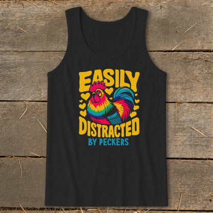 Distracted by Peckers Tank Top - Black