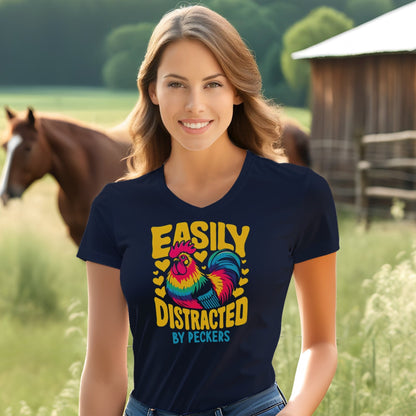Distracted by Peckers V-neck