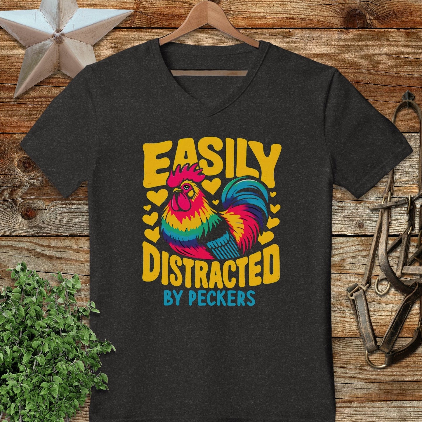 Distracted by Peckers V-neck
